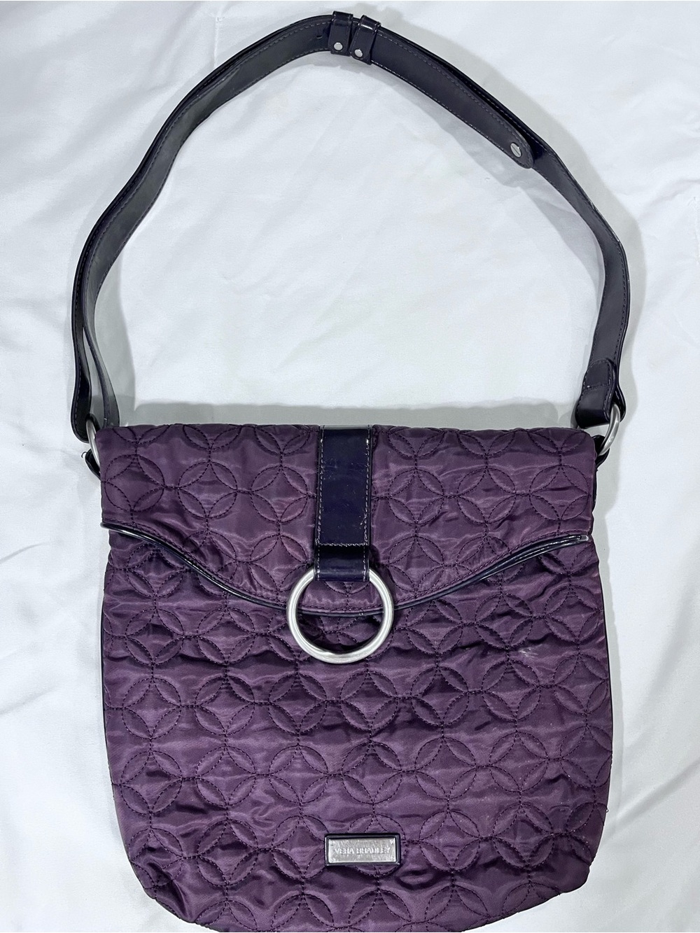 Vera Bradley Quilted Eggplant Purple Crossbody Bag Magnetic Flap Zippered Pocket